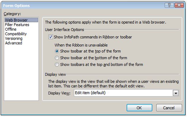 web browser option in sharepoint